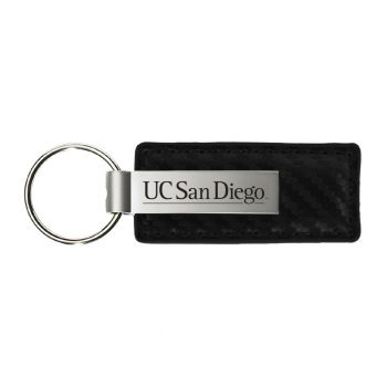 Carbon Fiber Styled Leather and Metal Keychain - UCSD Tritons