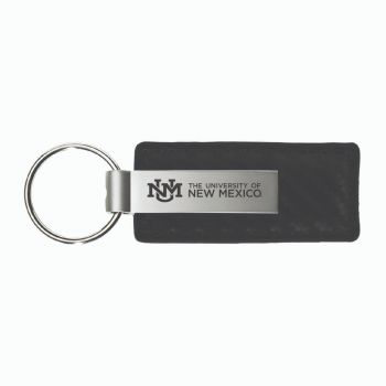 Carbon Fiber Styled Leather and Metal Keychain - UNM Lobos