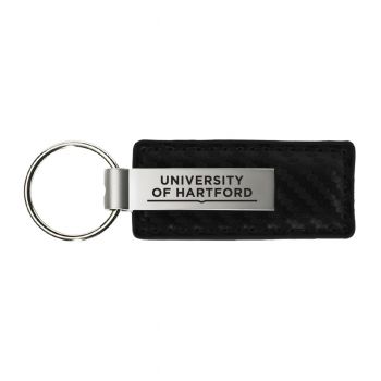 Carbon Fiber Styled Leather and Metal Keychain - Hartford Hawks