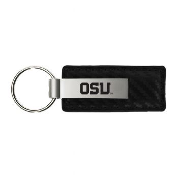 Carbon Fiber Styled Leather and Metal Keychain - Oregon State Beavers