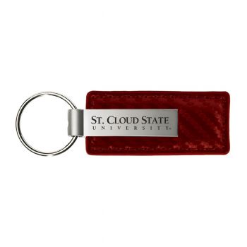 Carbon Fiber Styled Leather and Metal Keychain - St. Cloud State Huskies