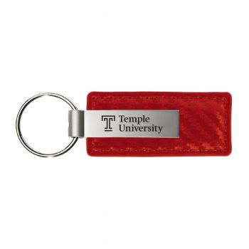 Stitched Leather and Metal Keychain - Temple Owls