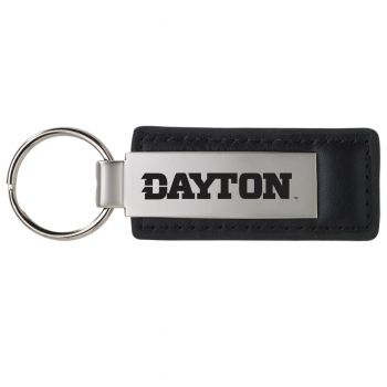 Stitched Leather and Metal Keychain - Dayton Flyers