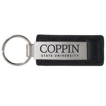 Stitched Leather and Metal Keychain - Coppin State Eagles