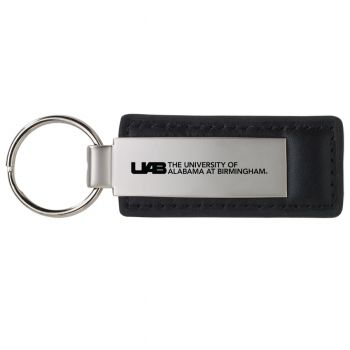Stitched Leather and Metal Keychain - UAB Blazers