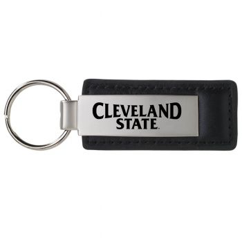 Stitched Leather and Metal Keychain - Cleveland State Vikings