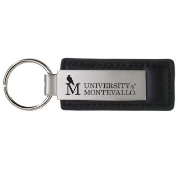 Stitched Leather and Metal Keychain - Montevallo Falcons