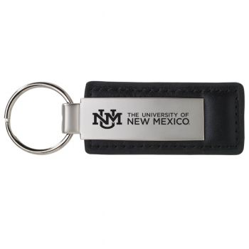 Stitched Leather and Metal Keychain - UNM Lobos