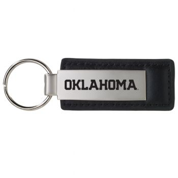 Stitched Leather and Metal Keychain - Oklahoma Sooners