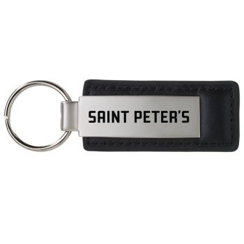 Stitched Leather and Metal Keychain - St. Peter's Peacocks