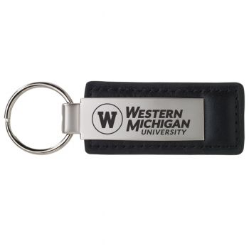 Stitched Leather and Metal Keychain - Western Michigan Broncos