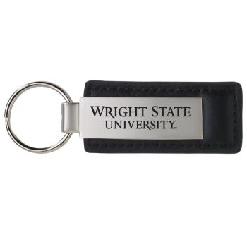 Stitched Leather and Metal Keychain - Wright State Raiders