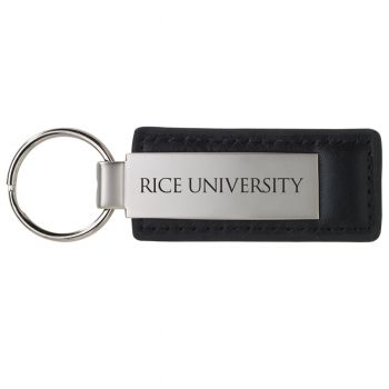 Stitched Leather and Metal Keychain - Rice Owls