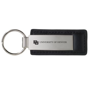 Stitched Leather and Metal Keychain - Denver Pioneers