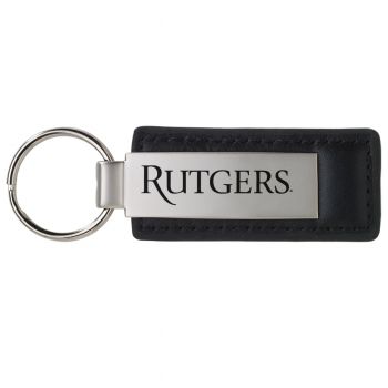 Stitched Leather and Metal Keychain - Rutgers Knights