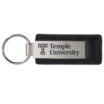 Stitched Leather and Metal Keychain - Temple Owls