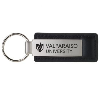 Stitched Leather and Metal Keychain - Valparaiso Crusaders