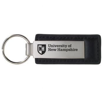 Stitched Leather and Metal Keychain - New Hampshire Wildcats