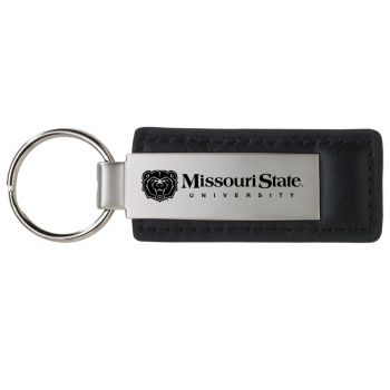 Stitched Leather and Metal Keychain - Missouri State Bears