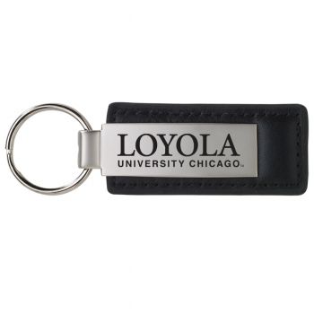 Stitched Leather and Metal Keychain - Loyola Ramblers