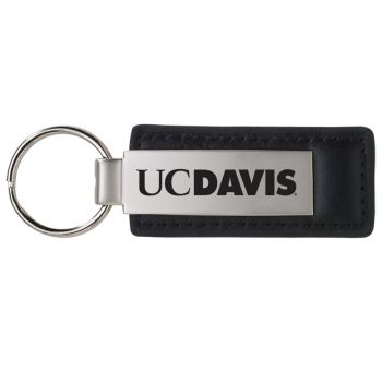 Stitched Leather and Metal Keychain - UC Davis Aggies