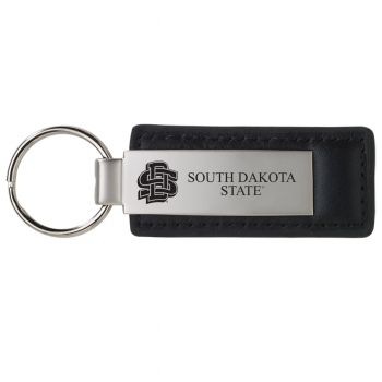 Stitched Leather and Metal Keychain - South Dakota State Jackrabbits