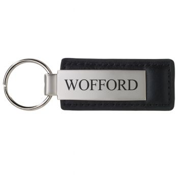 Stitched Leather and Metal Keychain - Wofford Terriers