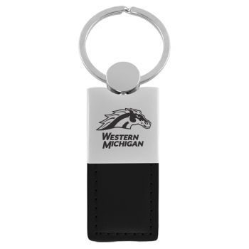 Modern Leather and Metal Keychain - Western Michigan Broncos