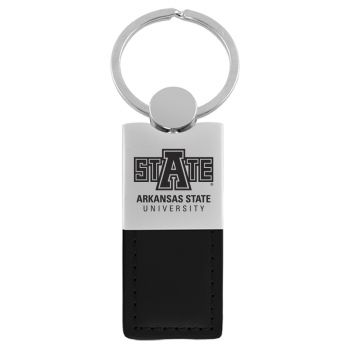 Modern Leather and Metal Keychain - Arkansas State Red Wolves