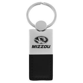 Modern Leather and Metal Keychain - Mizzou Tigers