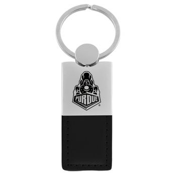 Modern Leather and Metal Keychain - Purdue Boilermakers