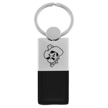 Modern Leather and Metal Keychain - Oklahoma State Bobcats