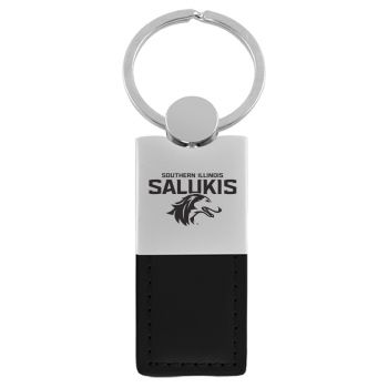 Modern Leather and Metal Keychain - Southern Illinois Salukis