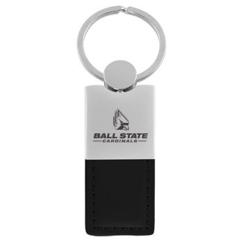 Modern Leather and Metal Keychain - Ball State Cardinals