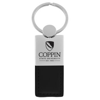 Modern Leather and Metal Keychain - Coppin State Eagles