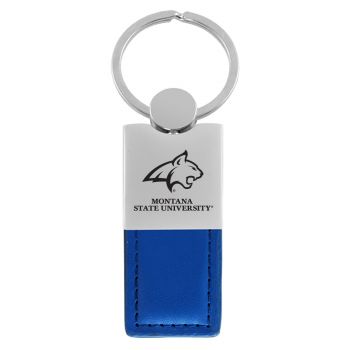 Modern Leather and Metal Keychain - Montana State Bobcats