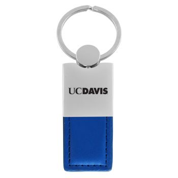 Modern Leather and Metal Keychain - UC Davis Aggies