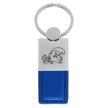 Modern Leather and Metal Keychain - Tulane Pelicans