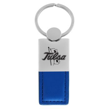 Modern Leather and Metal Keychain - Tulsa Golden Hurricanes