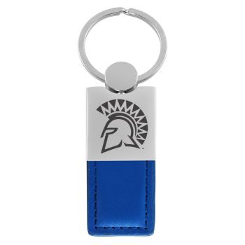 Modern Leather and Metal Keychain - San Jose State Spartans