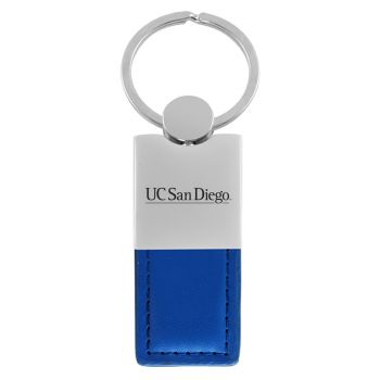 Modern Leather and Metal Keychain - UCSD Tritons