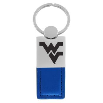 Modern Leather and Metal Keychain - West Virginia Mountaineers