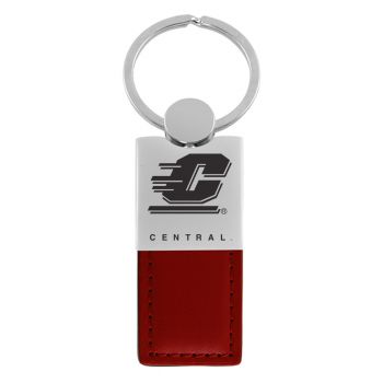 Modern Leather and Metal Keychain - Central Michigan Chippewas