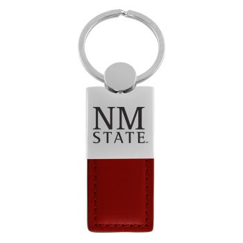 Modern Leather and Metal Keychain - NMSU Aggies