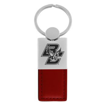 Modern Leather and Metal Keychain - Boston College Eagles