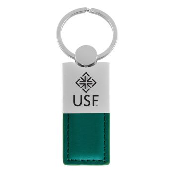 Modern Leather and Metal Keychain - San Francisco Dons