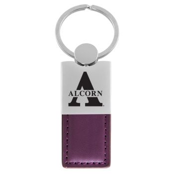 Modern Leather and Metal Keychain - Alcorn State Braves