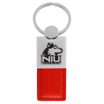 Modern Leather and Metal Keychain - NIU Huskies