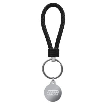 Braided Leather Loop Keychain Fob - UIC Flames