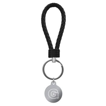 Braided Leather Loop Keychain Fob - Georgetown Hoyas
